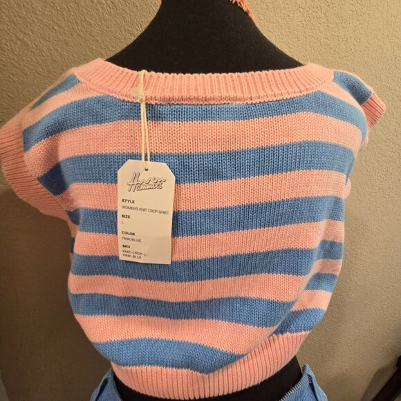 Hammies NWT Striped Sweatercrop top, matching Bell Bottoms and Ink Alloy Dangles - Picture 12 of 14